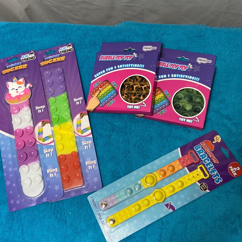 Bubble Pop Pop bracelets, suckers, and square ones, bundle.